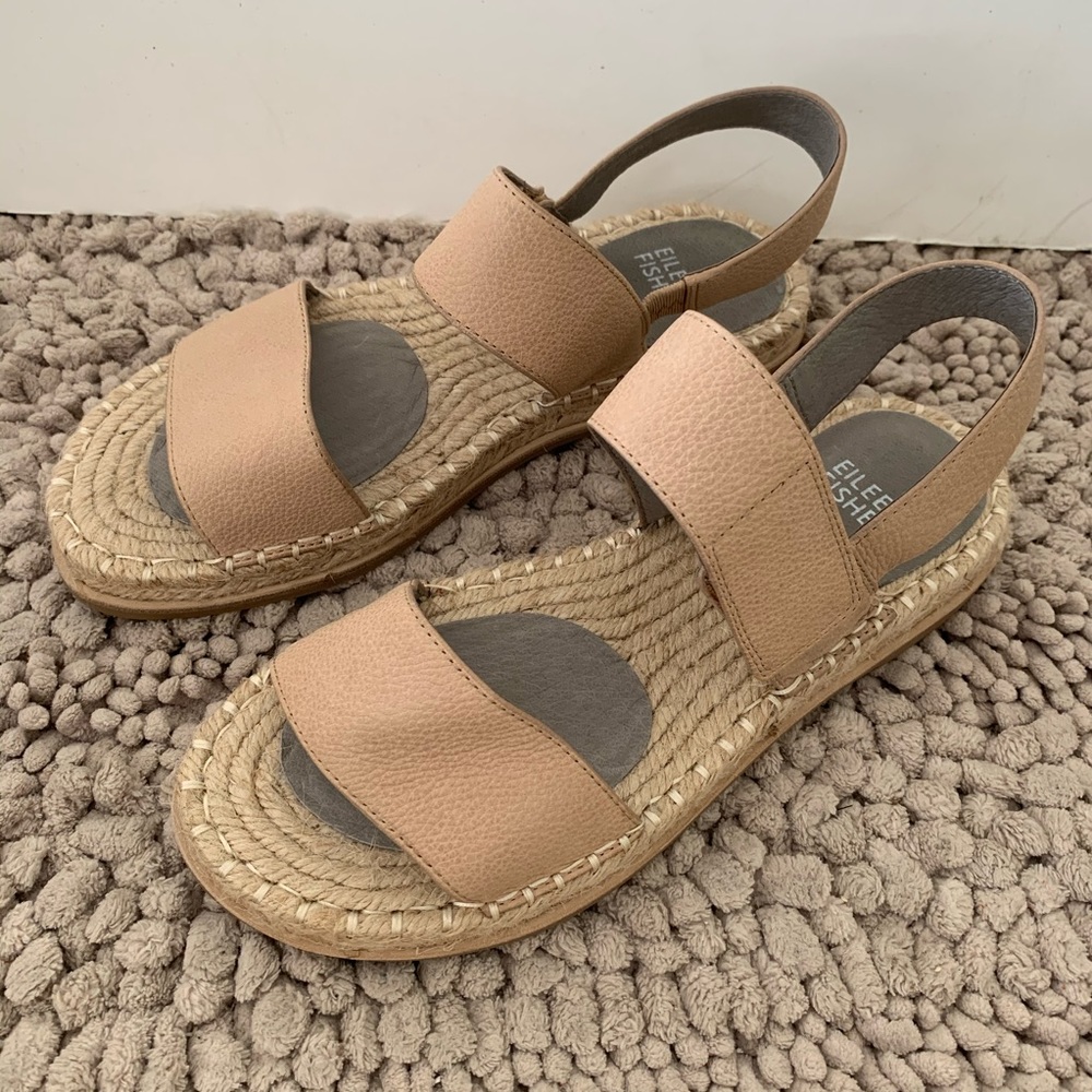 Eileen fisher washed leather espadrille sandal NWOT